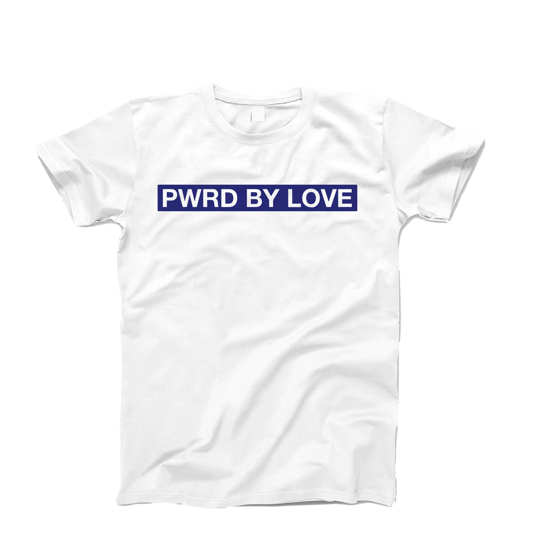 PWRD BY LOVE T-SHIRT WHITE/NAVY BLUE